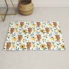 Sunflower Floral Highland Cow Rug Gallery Image 1