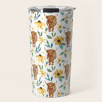Sunflower Floral Highland Cow Travel Mug Gallery Image 1