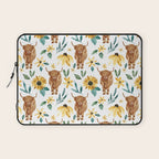 Sunflower Floral Highland Cow Laptop Sleeve Gallery Image 1