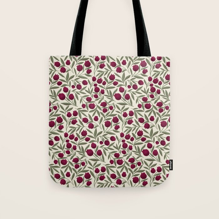 Modern Pomegranate for Rosh Hashanah Red and Green Tote Bag Gallery Image 1