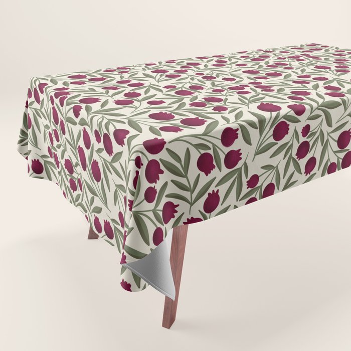 Modern Pomegranate for Rosh Hashanah Red and Green Tablecloth Gallery Image 1