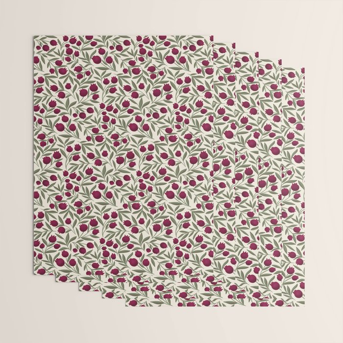 Modern Pomegranate for Rosh Hashanah Red and Green Wrapping Paper Gallery Image 3