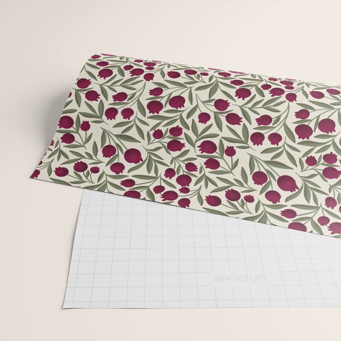 Modern Pomegranate for Rosh Hashanah Red and Green Wrapping Paper Gallery Image 2