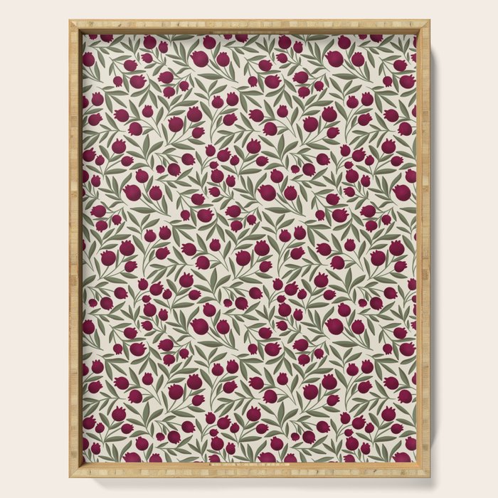 Modern Pomegranate for Rosh Hashanah Red and Green Serving Tray Gallery Image 1