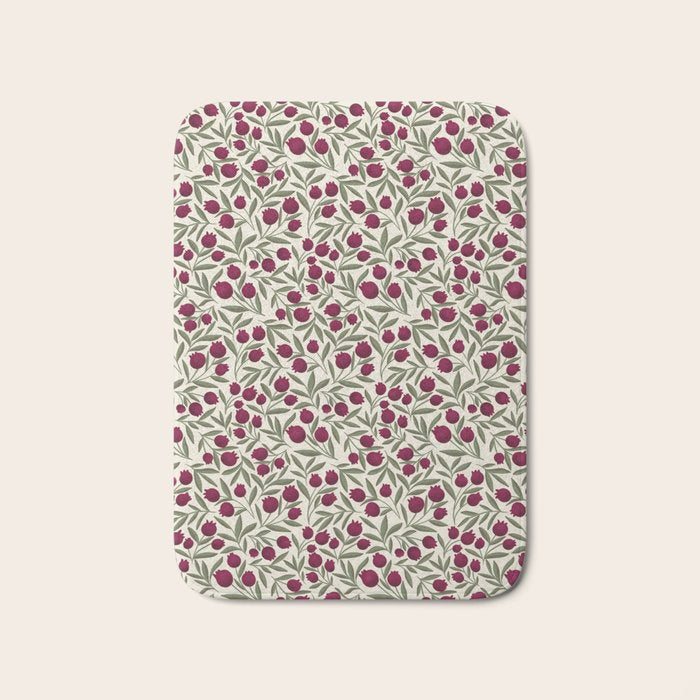 Modern Pomegranate for Rosh Hashanah Red and Green Bath Mat Gallery Image 1