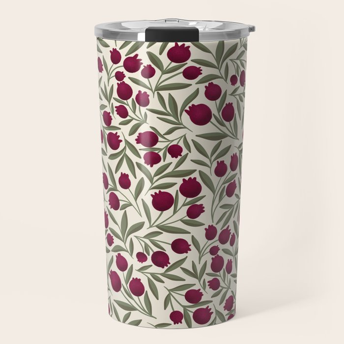Modern Pomegranate for Rosh Hashanah Red and Green Travel Mug Gallery Image 1