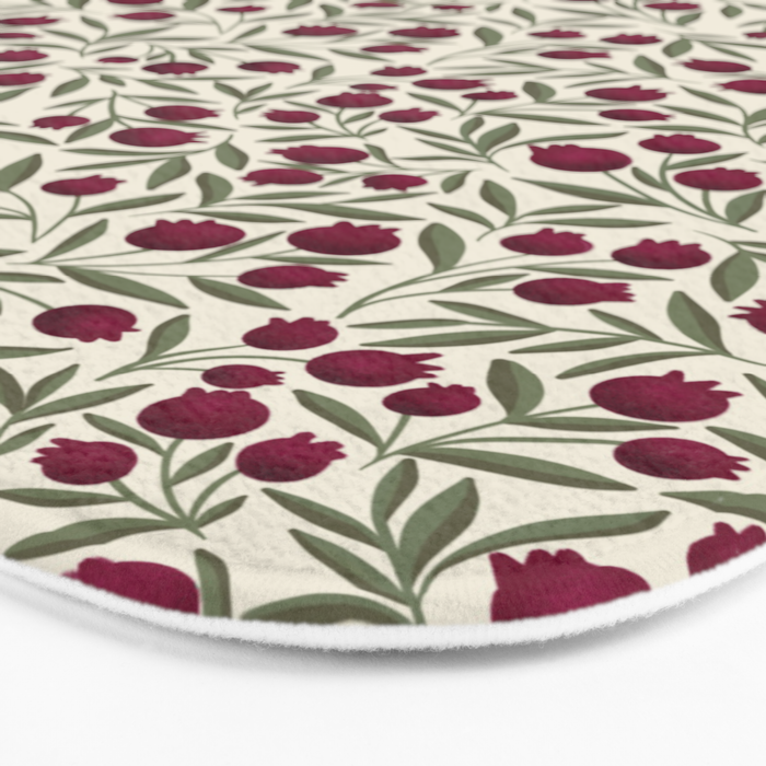 Modern Pomegranate for Rosh Hashanah Red and Green Bath Mat Gallery Image 3