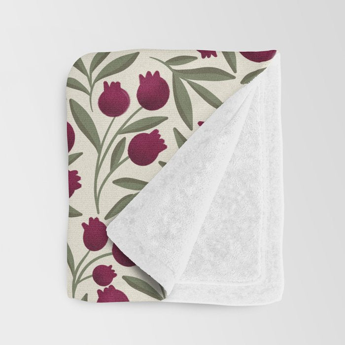 Modern Pomegranate for Rosh Hashanah Red and Green Throw Blanket Gallery Image 3