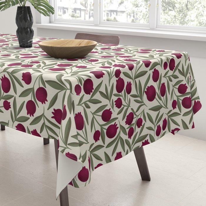 Modern Pomegranate for Rosh Hashanah Red and Green Tablecloth Gallery Image 3