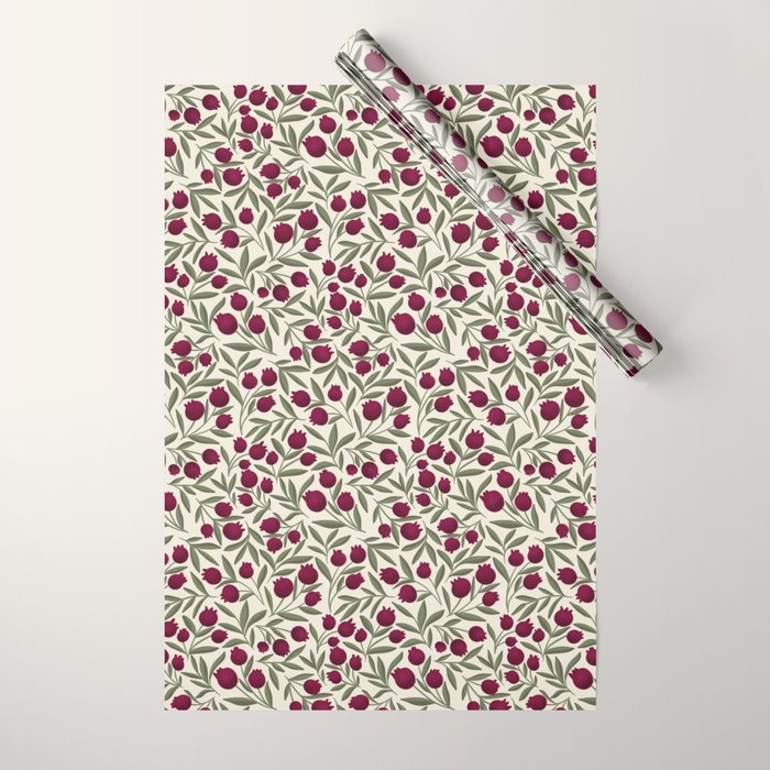 Modern Pomegranate for Rosh Hashanah Red and Green Wrapping Paper Gallery Image 1