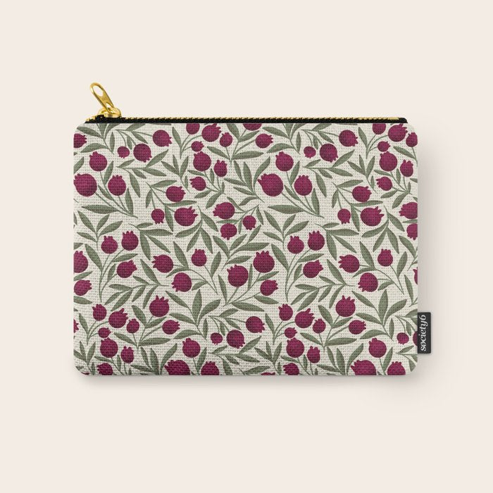 Modern Pomegranate for Rosh Hashanah Red and Green Carry All Pouch Gallery Image 1