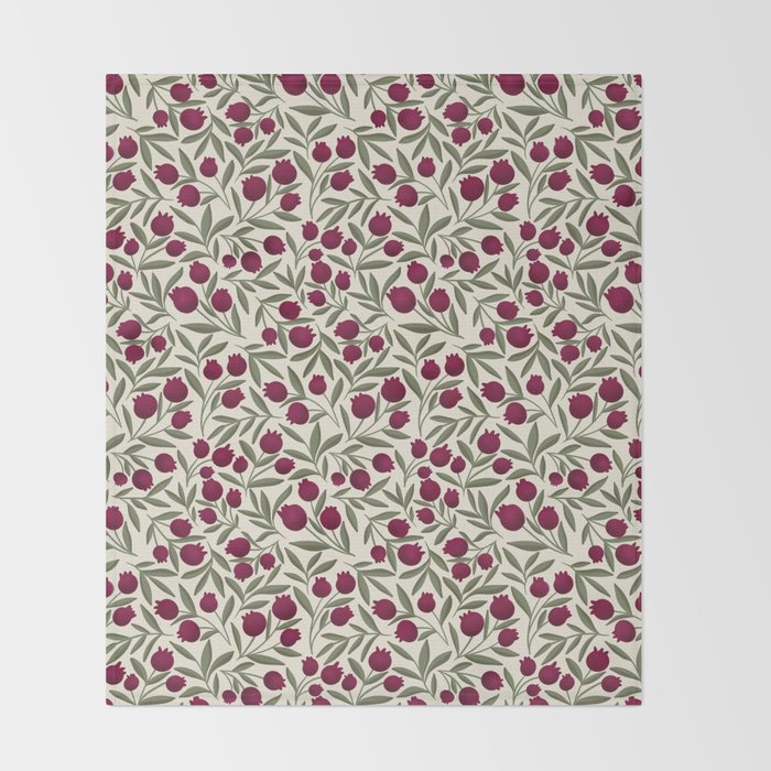 Modern Pomegranate for Rosh Hashanah Red and Green Throw Blanket Gallery Image 2