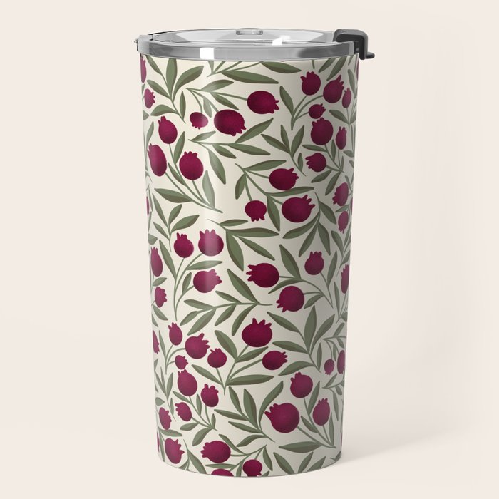 Modern Pomegranate for Rosh Hashanah Red and Green Travel Mug Gallery Image 2