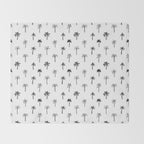 Black and white palm tree beach doodle pattern Throw Blanket Gallery Image 2