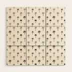 Black and white palm tree beach doodle pattern Wood Wall Art Gallery Image 1