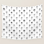 Black and white palm tree beach doodle pattern Wall Tapestry Gallery Image 4