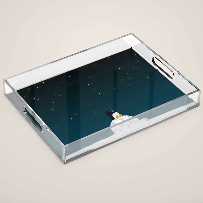 Star gazing - Penguin's dream of flying Acrylic Tray Gallery Image 1