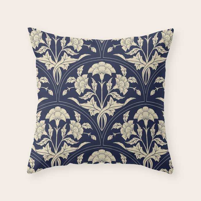 Victorian Botanicals Cornflower In Navy Blue Throw Pillow Gallery Image 6