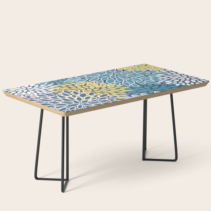 Modern, Floral Prints, Blue and Yellow Coffee Table Gallery Image 1