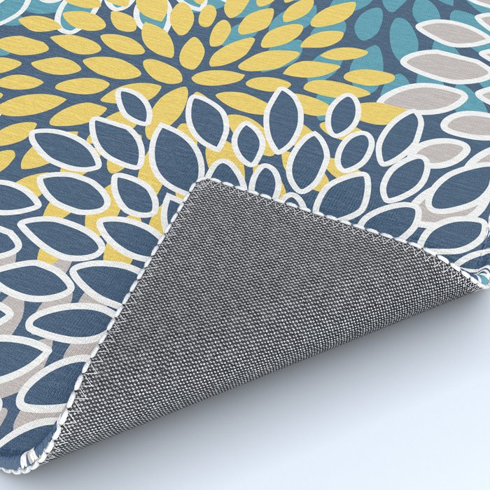 Modern, Floral Prints, Blue and Yellow Rug Gallery Image 4