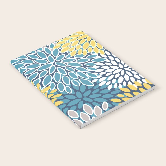 Modern, Floral Prints, Blue and Yellow Notebook Gallery Image 2