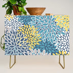 Modern, Floral Prints, Blue and Yellow Credenza Gallery Image 1