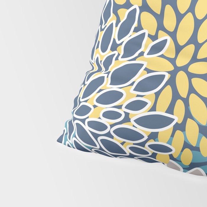 Modern, Floral Prints, Blue and Yellow Pillow Sham Gallery Image 4