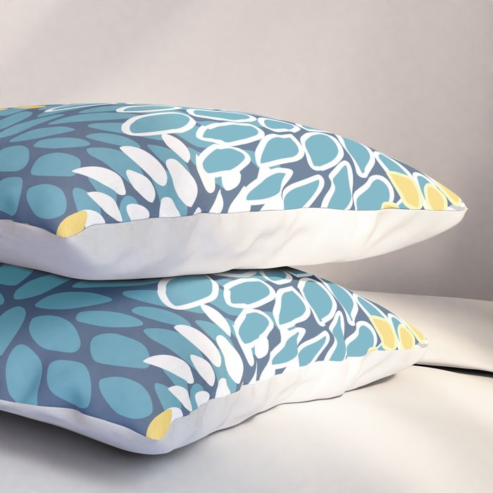 Modern, Floral Prints, Blue and Yellow Pillow Sham Gallery Image 3