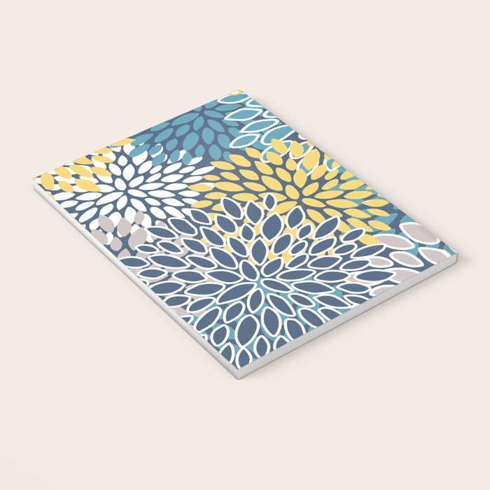 Modern, Floral Prints, Blue and Yellow Notebook Gallery Image 3