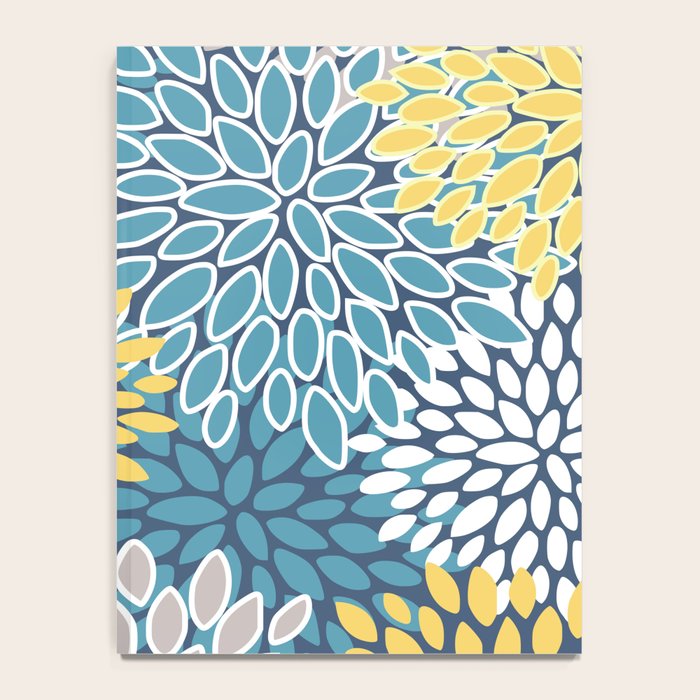 Modern, Floral Prints, Blue and Yellow Notebook Gallery Image 4