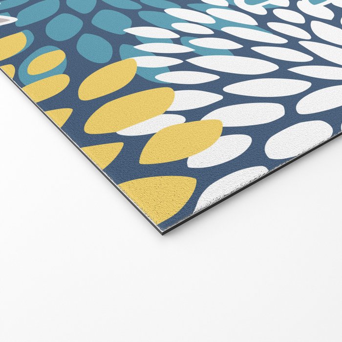 Modern, Floral Prints, Blue and Yellow Welcome Mat Gallery Image 2