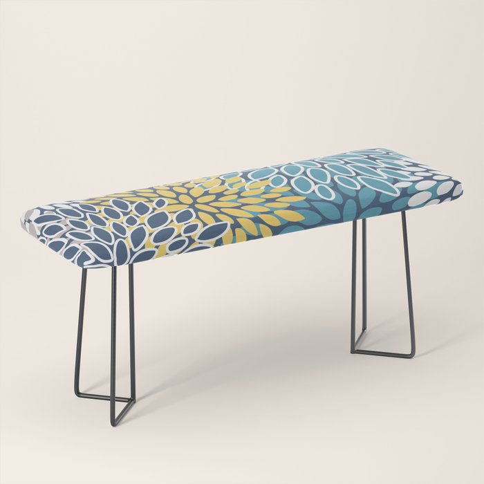 Modern, Floral Prints, Blue and Yellow Bench Gallery Image 1