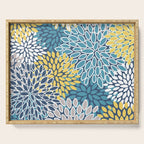 Modern, Floral Prints, Blue and Yellow Serving Tray Gallery Image 1