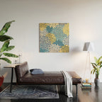 Modern, Floral Prints, Blue and Yellow Wood Wall Art Gallery Image 2