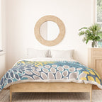 Modern, Floral Prints, Blue and Yellow Duvet Cover Gallery Image 3