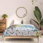 Modern, Floral Prints, Blue and Yellow Comforter Gallery Image 3