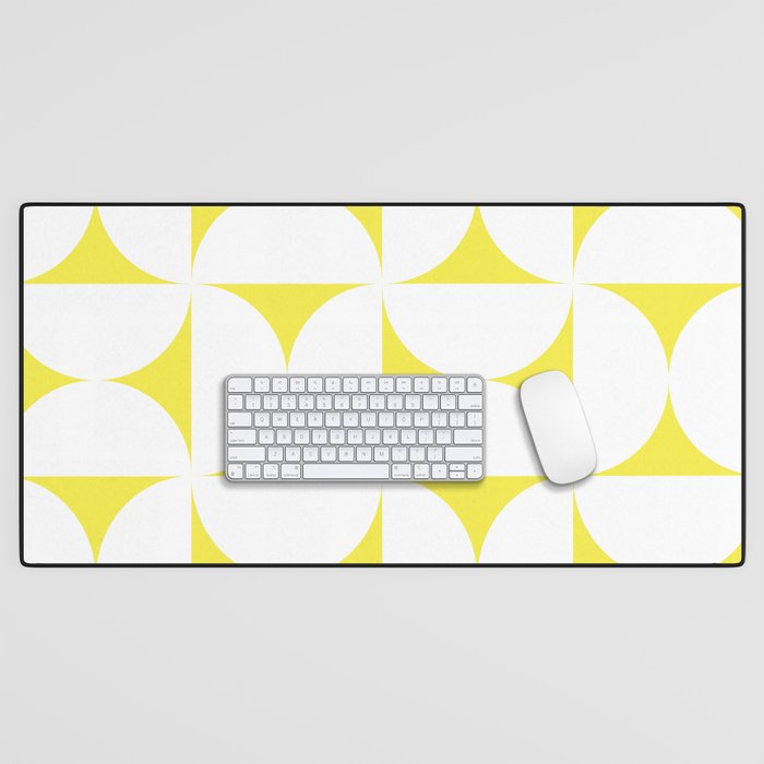 Bold Minimalism CLXXVIII White and Bright Yellow  Desk Mat Gallery Image 1