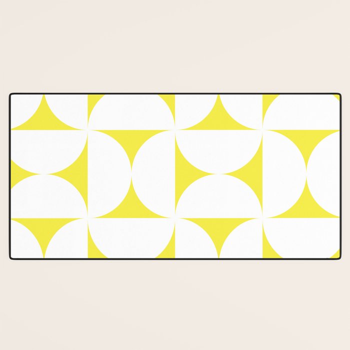 Bold Minimalism CLXXVIII White and Bright Yellow  Desk Mat Gallery Image 3