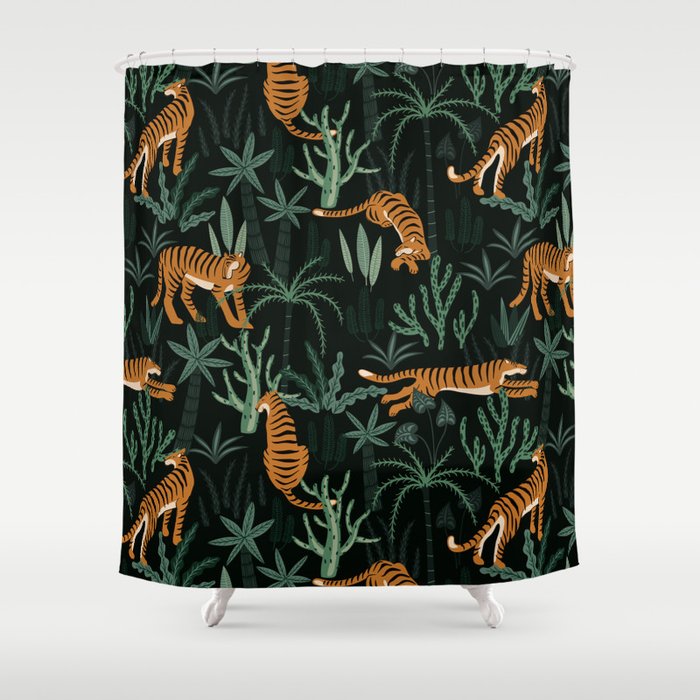 Evening Prowl, Tiger Prints Shower Curtain Gallery Image 1