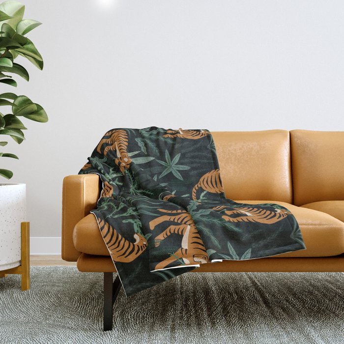 Evening Prowl, Tiger Prints Throw Blanket Gallery Image 1