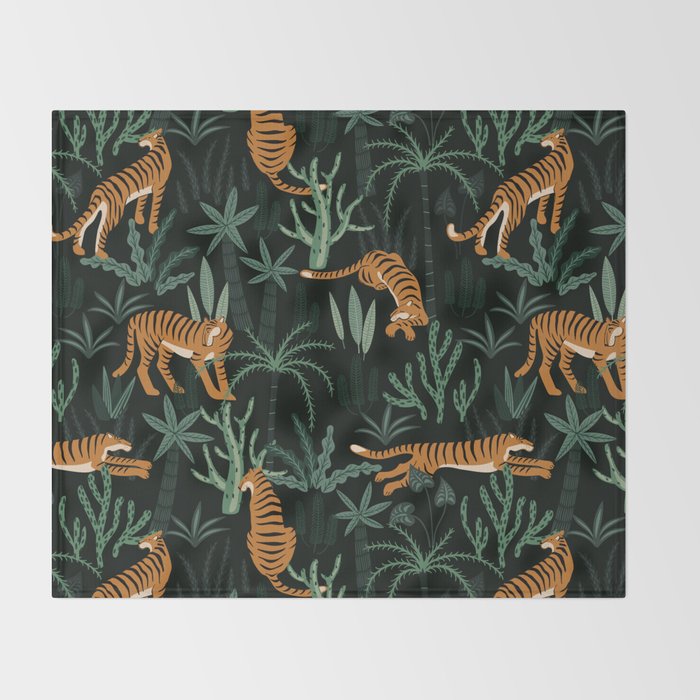 Evening Prowl, Tiger Prints Throw Blanket Gallery Image 2