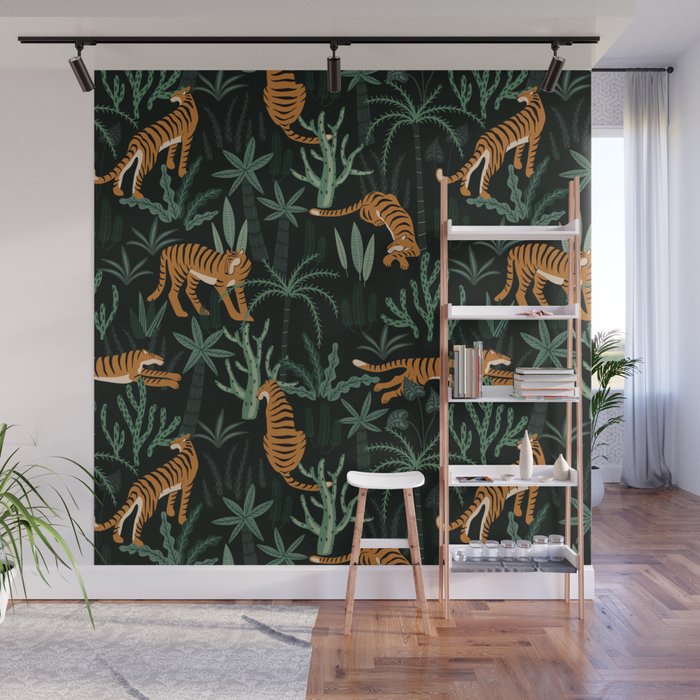 Evening Prowl, Tiger Prints Wall Mural Gallery Image 1