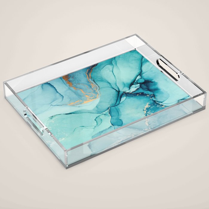 Abstract Turquoise Art Print By LandSartprints Acrylic Tray Gallery Image 1