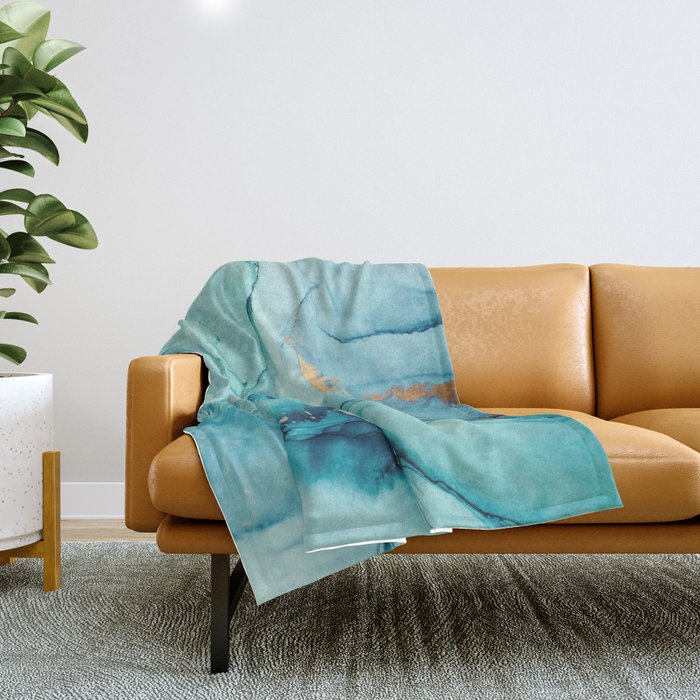 Abstract Turquoise Art Print By LandSartprints Throw Blanket Gallery Image 1