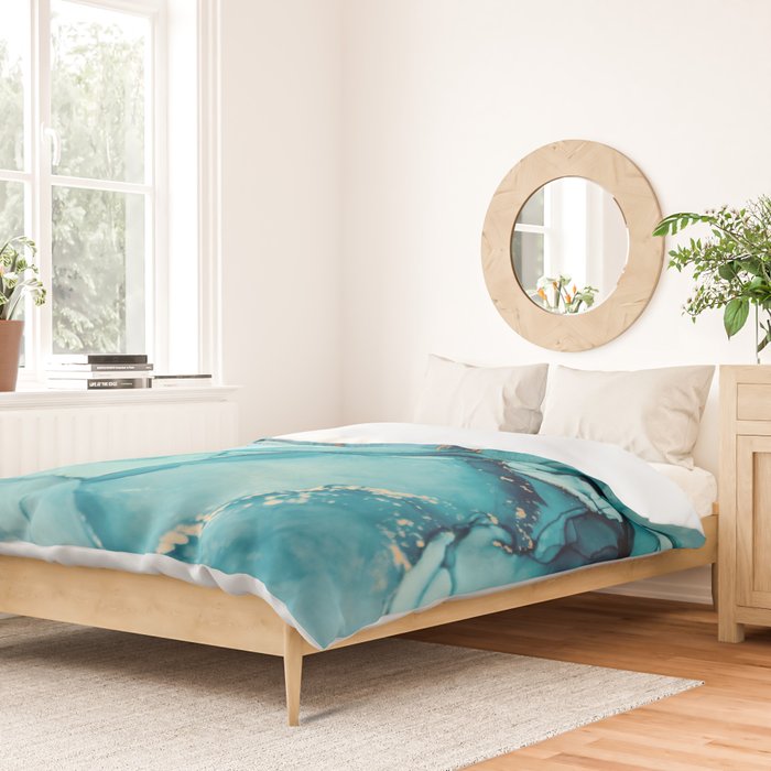 Abstract Turquoise Art Print By LandSartprints Duvet Cover Gallery Image 2