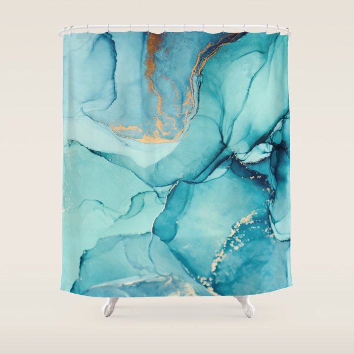 Abstract Turquoise Art Print By LandSartprints Shower Curtain Gallery Image 1