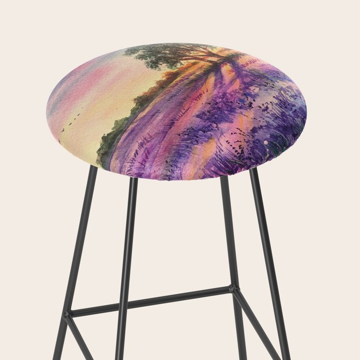 Provence Lavender Field at Sunset Stool Gallery Image 2