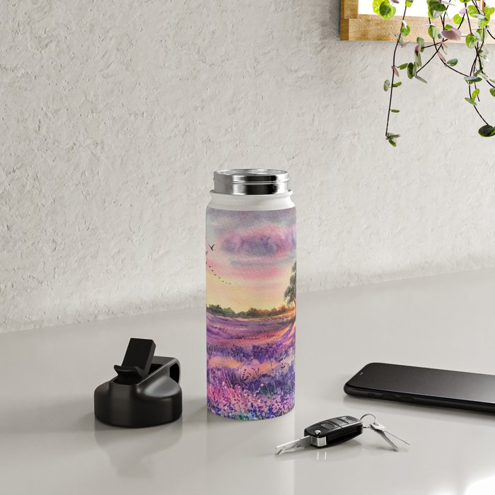 Provence Lavender Field at Sunset Water Bottle Gallery Image 4