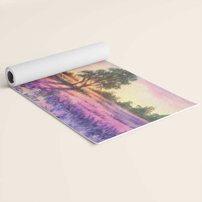 Provence Lavender Field at Sunset Yoga Mat Gallery Image 2