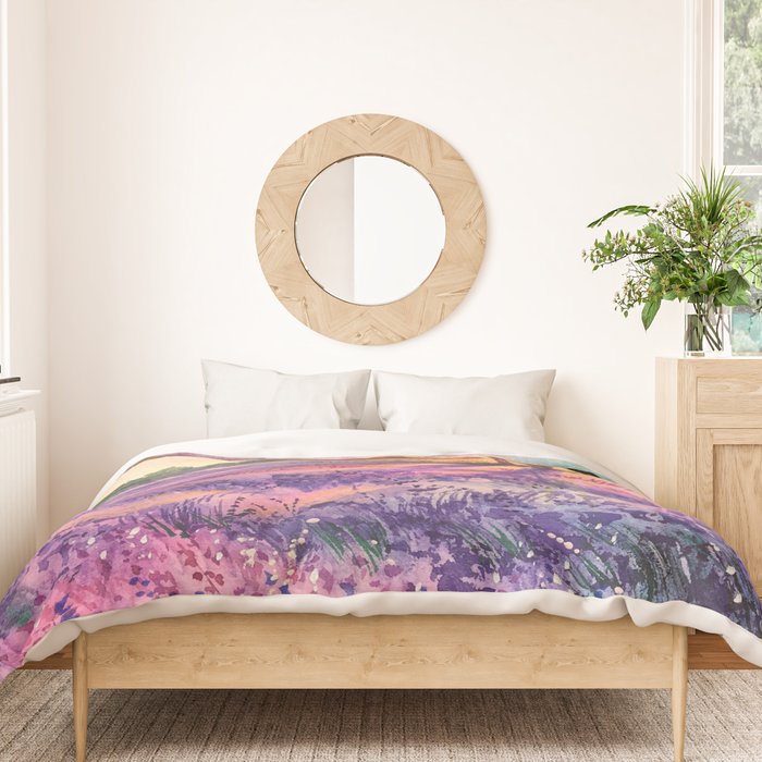 Provence Lavender Field at Sunset Duvet Cover Gallery Image 3